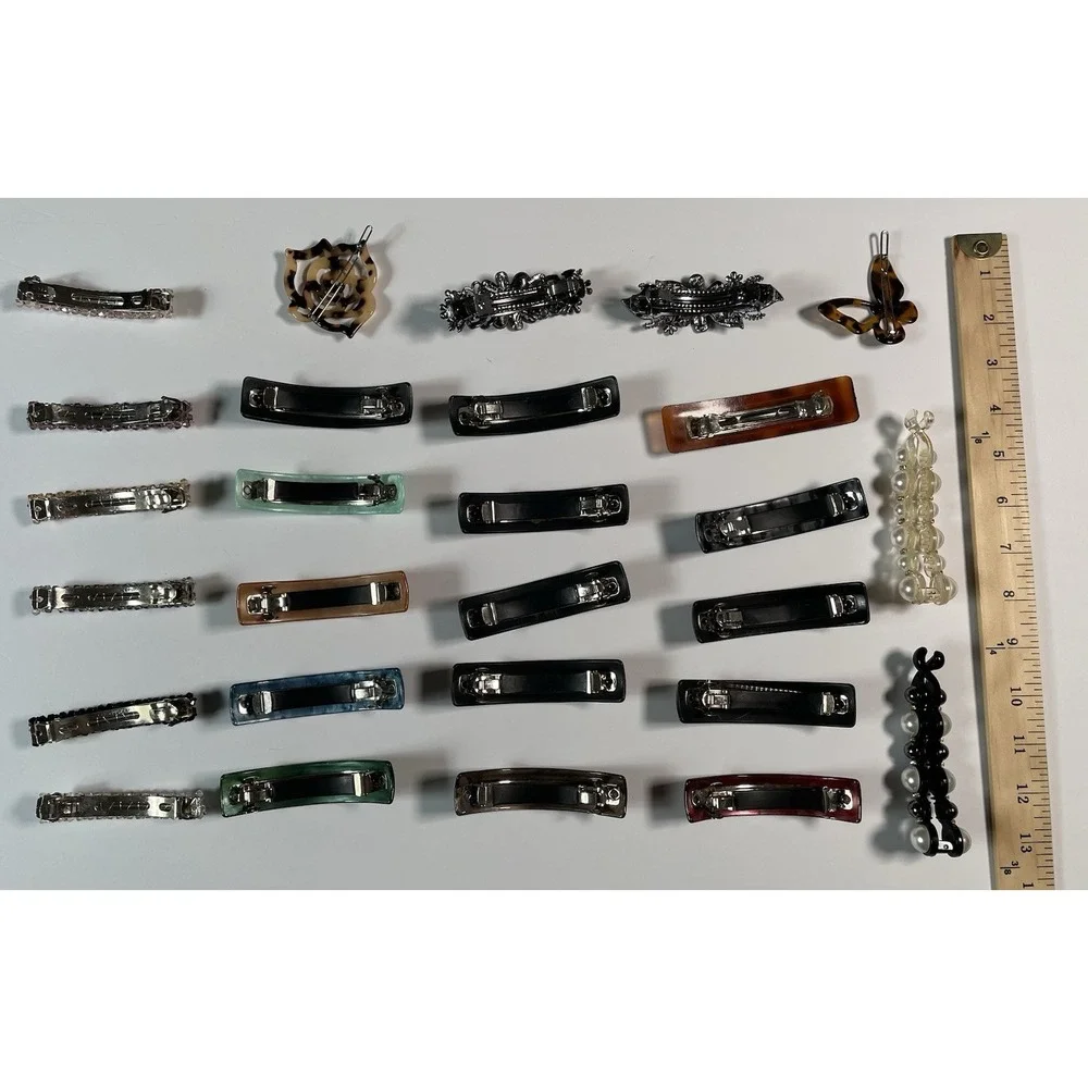 27 Pc Fancy Hair Clips Barrettes Set Colorful Pearl Rhinestone Cute Trendy Lot